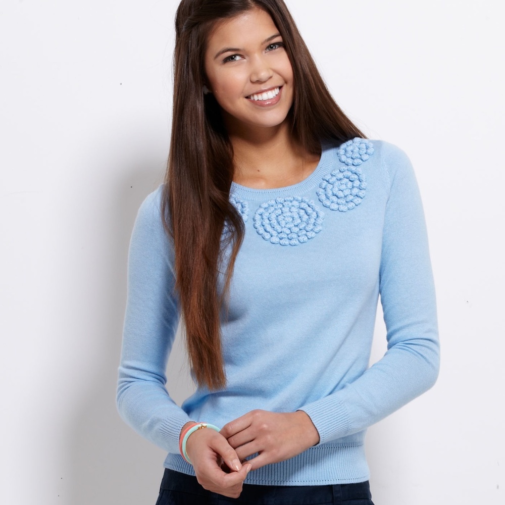 Vineyard Vines French Knot Crew Neck Sweater (Light Blue, S)